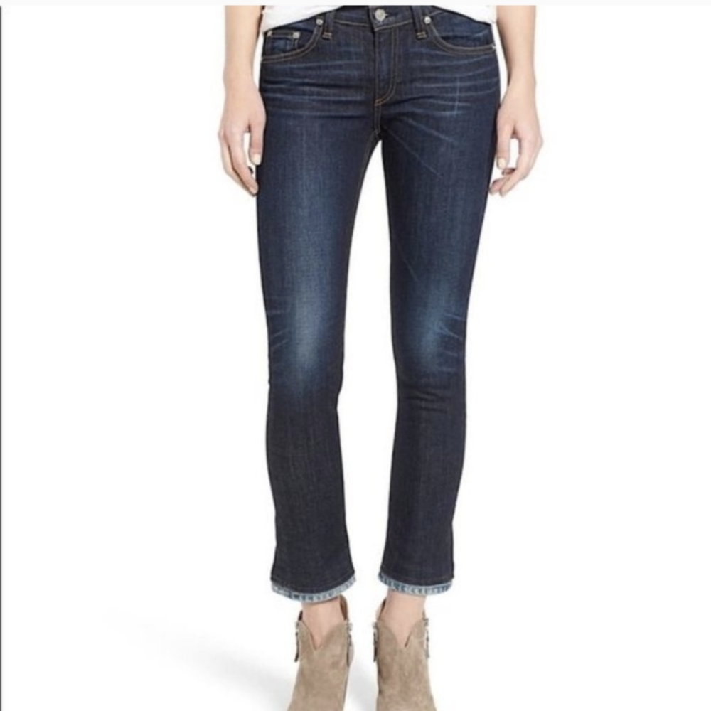 Rag & Bone Cropped Serrano Jeans Dark Wash Denim Crop Womens 28 Mid Rise